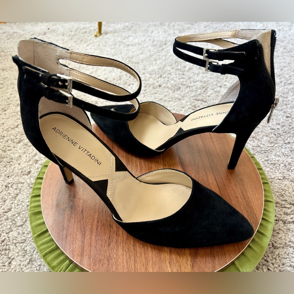 Adrienne Vittadini Black Heels with Sophisticated Ankle Strap